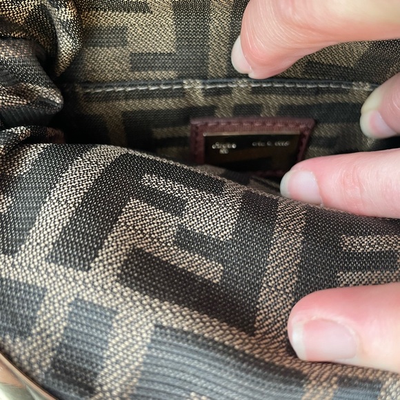 Fendi Brown Rouched Leather Wristlet Handbag - Picture 6 of 8